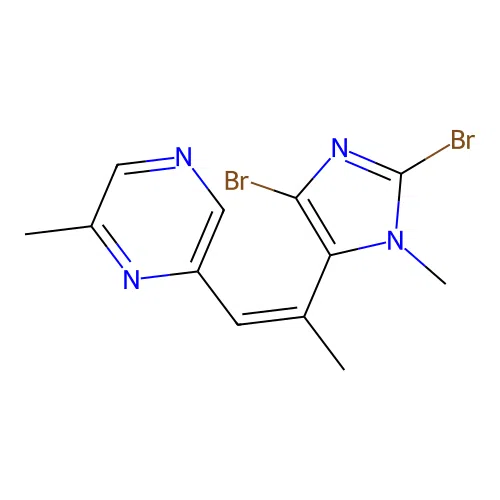 Pyrazine, 2-(2-(2,4-dibromo-1-methyl-1H-imidazol-5-yl)-1-propenyl)-6-methyl-, (Z)- structure