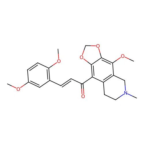 (2E)-3-(2,5-dimethoxyphenyl)-1-(4-methoxy-6-methyl-5,6,7,8-tetrahydro[1,3]dioxolo[4,5-g]isoquinolin-9-yl)prop-2-en-1-one structure