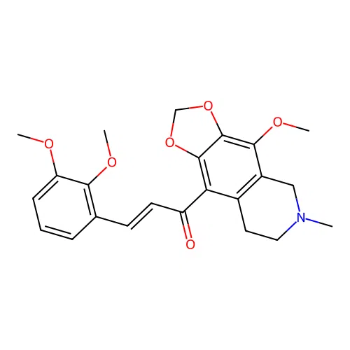 (2E)-3-(2,3-dimethoxyphenyl)-1-(4-methoxy-6-methyl-5,6,7,8-tetrahydro[1,3]dioxolo[4,5-g]isoquinolin-9-yl)prop-2-en-1-one structure