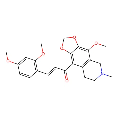 (2E)-3-(2,4-dimethoxyphenyl)-1-(4-methoxy-6-methyl-5,6,7,8-tetrahydro[1,3]dioxolo[4,5-g]isoquinolin-9-yl)prop-2-en-1-one structure