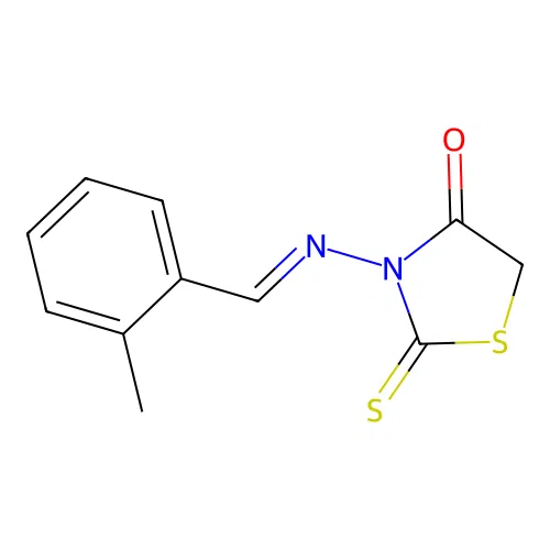 3-[(E)-(2-methylphenyl)methylideneamino]-2-sulfanylidene-1,3-thiazolidin-4-one structure
