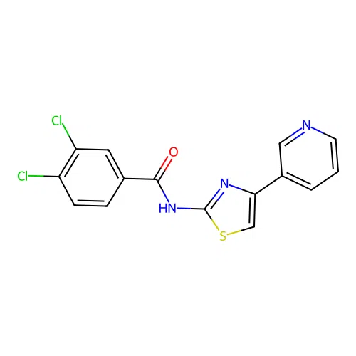 3,4-dichloro-N-(4-(pyridin-3-yl)-1,3-thiazol-2-yl)benzamide structure