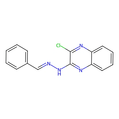 Benzaldehyde (3-chloro-2-quinoxalinyl)hydrazone structure