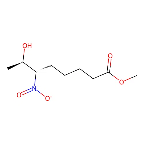Octanoic acid, 7-hydroxy-6-nitro-, methyl ester, (R*,S*)- structure