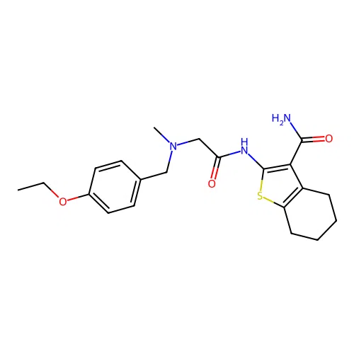 2-[[2-[(4-ethoxyphenyl)methyl-methylamino]acetyl]amino]-4,5,6,7-tetrahydro-1-benzothiophene-3-carboxamide structure