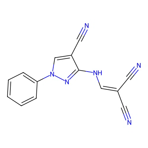 Propanedinitrile, [[(4-cyano-1-phenyl-1H-pyrazol-3-yl)amino]methylene]- structure