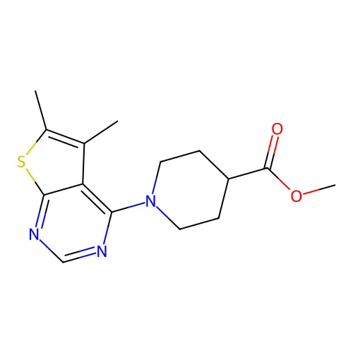 Methyl 1-(5,6-dimethylthieno[2,3-d]pyrimidin-4-yl)piperidine-4-carboxylate structure