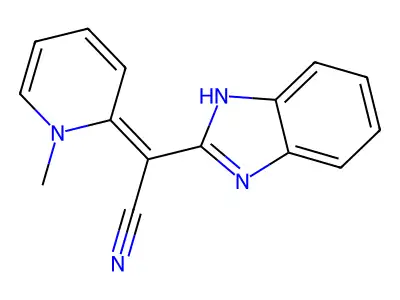 (E)-2-(1H-benzo[d]imidazol-2-yl)-2-(1-methylpyridin-2(1H)-ylidene)acetonitrile structure