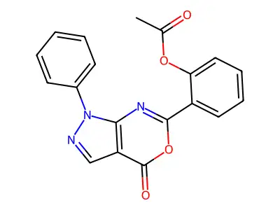 Pyrazolo(3,4-d)(1,3)oxazin-4(1H)-one, 6-(2-(acetyloxy)phenyl)-1-phenyl- structure