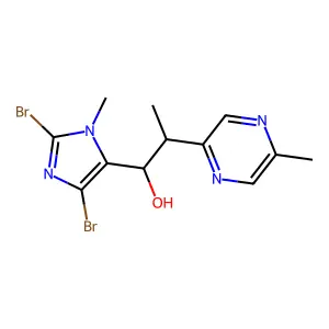 (1R,2R)-1-(2,5-dibromo-3-methylimidazol-4-yl)-2-(5-methylpyrazin-2-yl)propan-1-ol structure