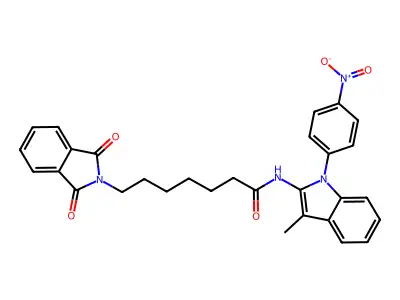 2H-Isoindole-2-heptanamide, 1,3-dihydro-1,3-dioxo-N-(3-methyl-1-(4-nitrophenyl)-1H-indol-2-yl)- structure