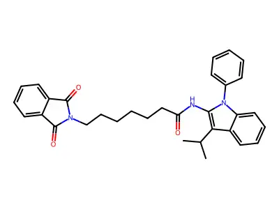2H-Isoindole-2-heptanamide, 1,3-dihydro-1,3-dioxo-N-(3-(1-methylethyl)-1-phenyl-1H-indol-2-yl)- structure