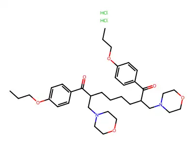 2,7-Bis(4-morpholinylmethyl)-1,8-bis(4-propoxyphenyl)-1,8-octanedione dihydrochloride structure