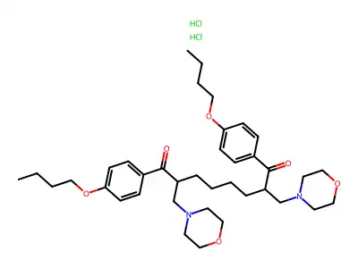 1,8-Bis(4-butoxyphenyl)-2,7-bis(4-morpholinylmethyl)-1,8-octanedione dihydrochloride structure