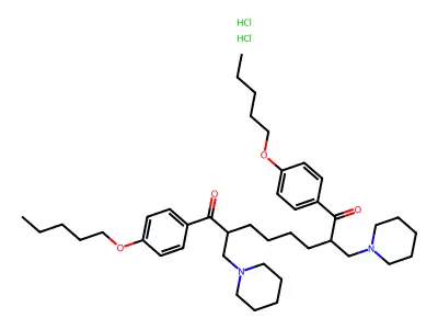 1,8-Bis(4-(pentyloxy)phenyl)-2,7-bis(1-piperidinylmethyl)-1,8-octanedione dihydrochloride structure