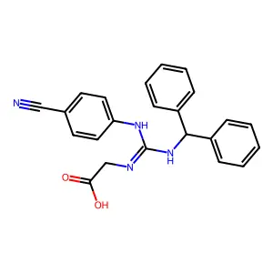 N-(((4-cyanophenyl)amino)((diphenylmethyl)amino)methylene)glycine structure