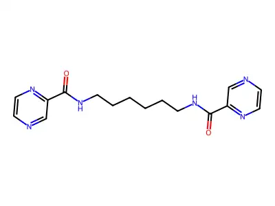 Pyrazinecarboxamide, N,N'-1,6-hexanediylbis- structure