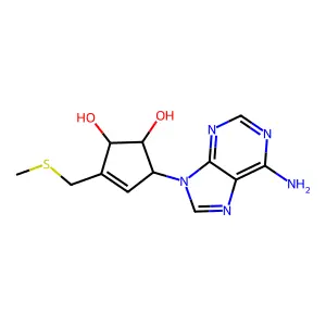 (1S,2R,5R)-5-(6-aminopurin-9-yl)-3-(methylsulfanylmethyl)cyclopent-3-ene-1,2-diol structure