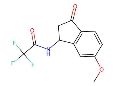 2,2,2-trifluoro-N-(6-methoxy-3-oxo-2,3-dihydro-1H-inden-1-yl)acetamide structure