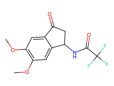 N-(5,6-dimethoxy-3-oxo-2,3-dihydro-1H-inden-1-yl)-2,2,2-trifluoroacetamide structure