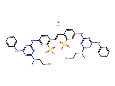 Disodium 4,4'-bis-(2-sulfostyryl)biphenyl structure