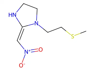 Imidazolidine, 1-(2-(methylthio)ethyl)-2-(nitromethylene)- structure