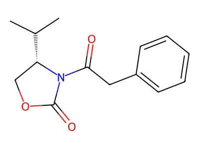 (4S)-3-(2-phenylacetyl)-4-propan-2-yl-1,3-oxazolidin-2-one structure