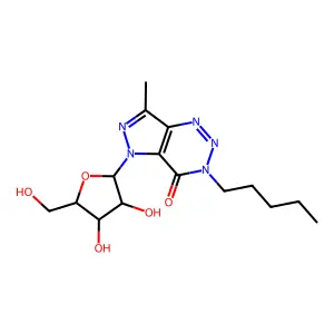 7-Methyl-3-pentyl-N5-beta-D-ribofuranosylpyrazolo(4,3-d)-1,2,3-triazin-4-one structure