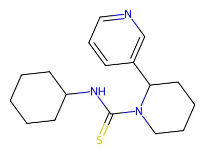 N-cyclohexyl-2-(pyridin-3-yl)piperidine-1-carbothioamide structure