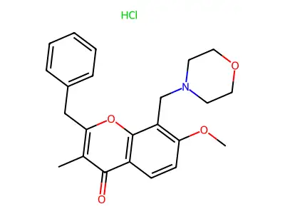 4H-1-Benzopyran-4-one, 7-methoxy-3-methyl-8-(4-morpholinylmethyl)-2-(phenylmethyl)-, hydrochloride structure
