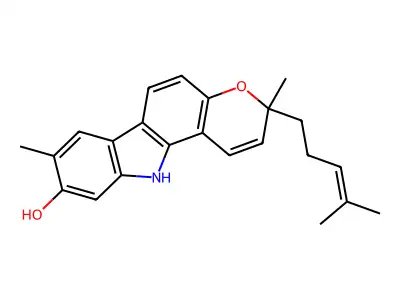 3,8-Dimethyl-3-(4-methylpent-3-en-1-yl)-3,11-dihydropyrano(3,2-a)carbazol-9-ol structure