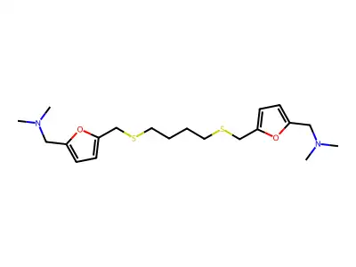 2-Furanmethanamine, 5,5'-(1,4-butanediylbis(thiomethylene))bis(N,N-dimethyl- structure