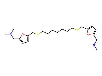 2-Furanmethanamine, 5,5'-(1,7-heptanediylbis(thiomethylene))bis(N,N-dimethyl- structure