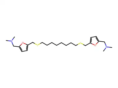 2-Furanmethanamine, 5,5'-(1,8-octanediylbis(thiomethylene))bis(N,N-dimethyl- structure