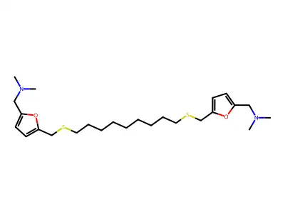 2-Furanmethanamine, 5,5'-(1,9-nonanediylbis(thiomethylene))bis(N,N-dimethyl- structure