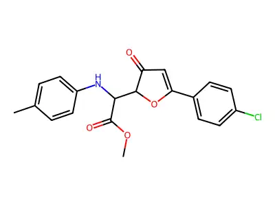 2-Furanacetic acid, 2,3-dihydro-5-(4-chlorophenyl)-alpha-((4-methylphenyl)amino)-3-oxo-, methyl ester structure