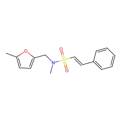 N-methyl-N-[(5-methylfuran-2-yl)methyl]-2-phenylethene-1-sulfonamide structure