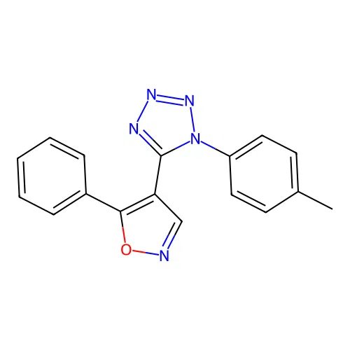 1-(4-methylphenyl)-5-(5-phenyl-4-isoxazolyl)-1H-tetraazole structure