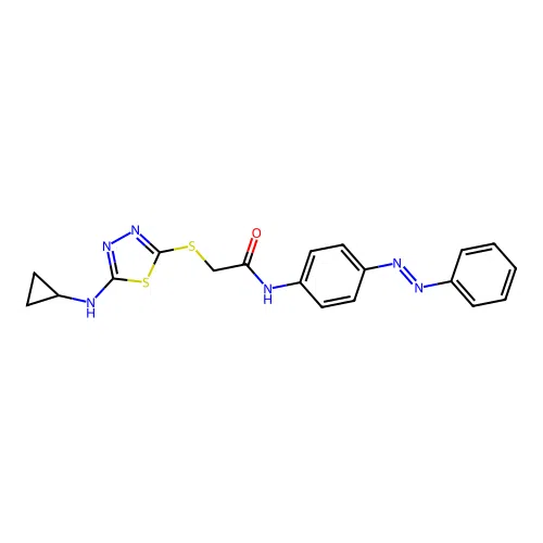 Acetamide, 2-[[5-(cyclopropylamino)-1,3,4-thiadiazol-2-yl]thio]-N-[4-(2-phenyldiazenyl)phenyl]- structure