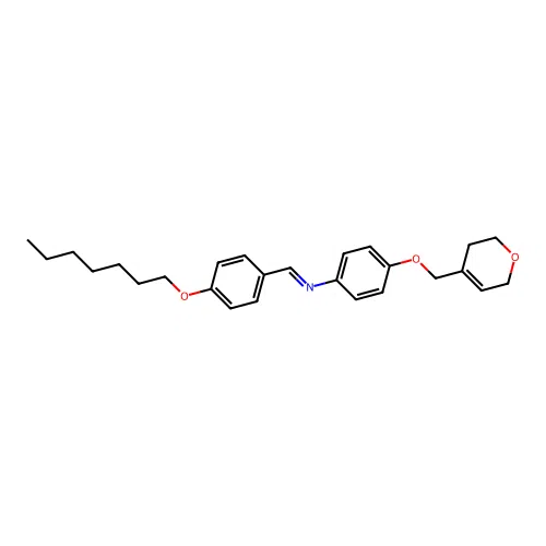 4-(3,6-dihydro-2H-pyran-4-ylmethoxy)-N-{(E)-[4-(heptyloxy)phenyl]methylidene}aniline structure