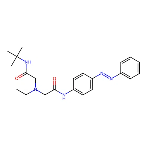 2-[[2-(tert-butylamino)-2-oxoethyl]-ethylamino]-N-(4-phenyldiazenylphenyl)acetamide structure