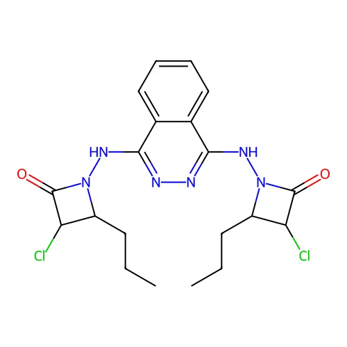 2-Azetidinone, 1,1'-(1,4-phthalazinediyldiimino)bis(3-chloro-4-propyl- structure