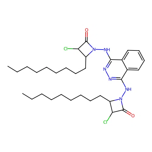 1,1'-(Phthalazine-1,4-diyldiazanediyl)bis(3-chloro-4-nonylazetidin-2-one) structure