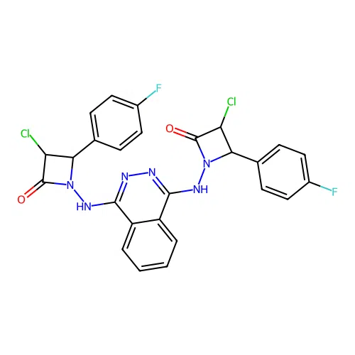 2-Azetidinone, 1,1'-(1,4-phthalazinediyldiimino)bis(3-chloro-4-(4-fluorophenyl)- structure