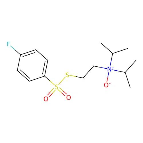 Benzenesulfonothioic acid, 4-fluoro-, S-(2-(bis(1-methylethyl)amino)ethyl) ester, N-oxide structure