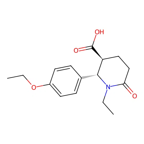 (2S,3S)-2-(4-ethoxyphenyl)-1-ethyl-6-oxopiperidine-3-carboxylic acid structure