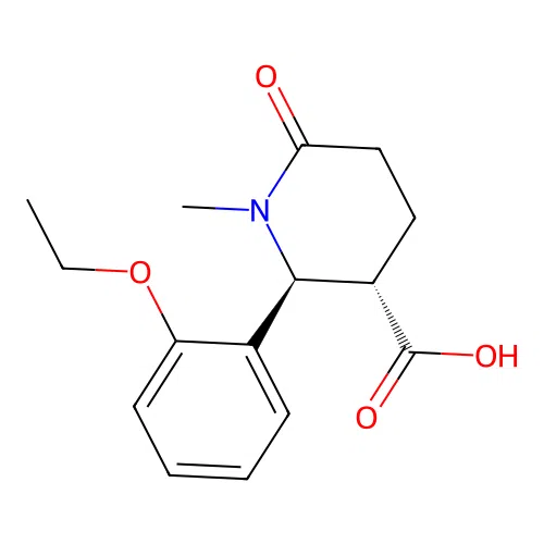 (2S,3S)-2-(2-ethoxyphenyl)-1-methyl-6-oxopiperidine-3-carboxylic acid structure