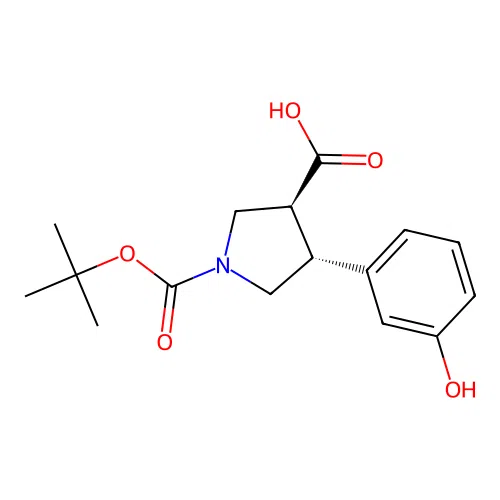 trans-1-Boc-4-(3-hydroxyphenyl)-pyrrolidine-3-carboxylic acid structure