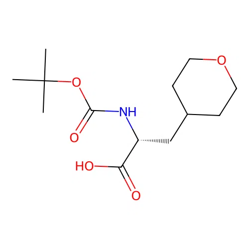 (R)-2-((tert-Butoxycarbonyl)amino)-3-(tetrahydro-2H-pyran-4-yl)propanoic acid structure