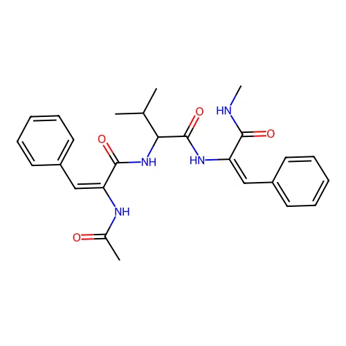 acetyl-dehydrophenylalanyl-valyl-N-methyldehydrophenylalaninamide structure